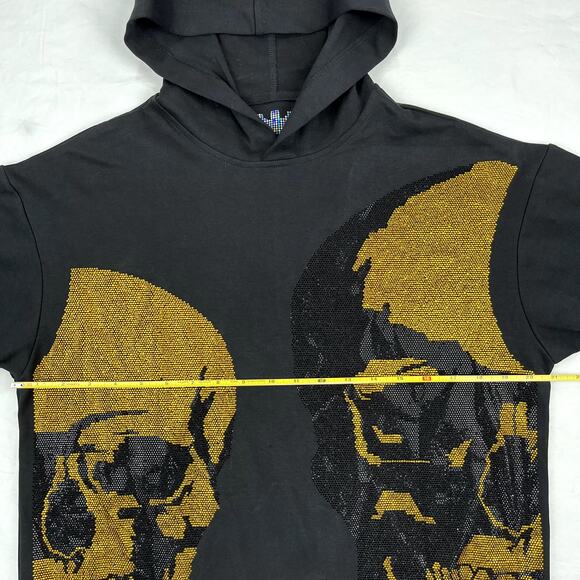 Heads Or Tails Split Skull Pullover Sweatshirt Hoodie Mens M Crown Black Gold - Picture 6 of 10